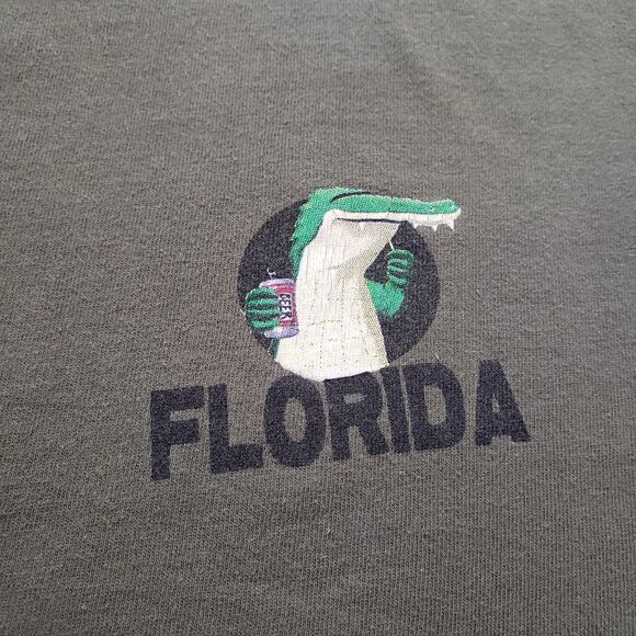 The Duck Company Florida Beware Of Gators Size XL Mens Green Double Side T-Shirt - Picture 3 of 6